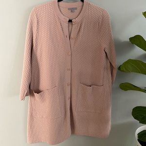 COS long cardigan in mauve/pink color